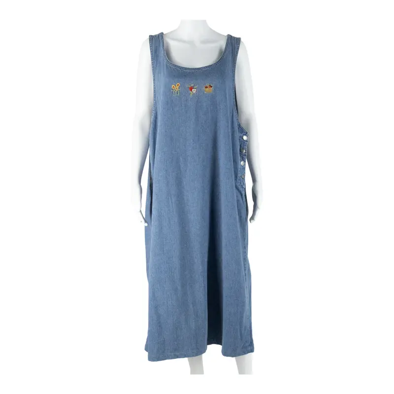Womens Shift Dress Blue Denim Sleeveless Midi Xl 1
