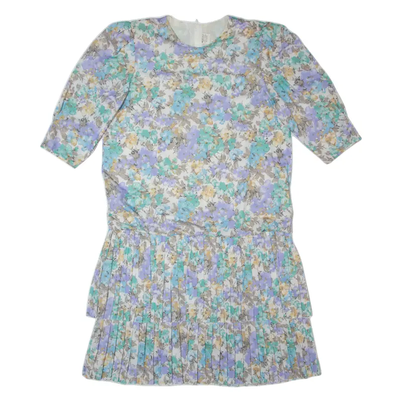 Womens Shift Dress Cream 80S Floral Midi Xl 1