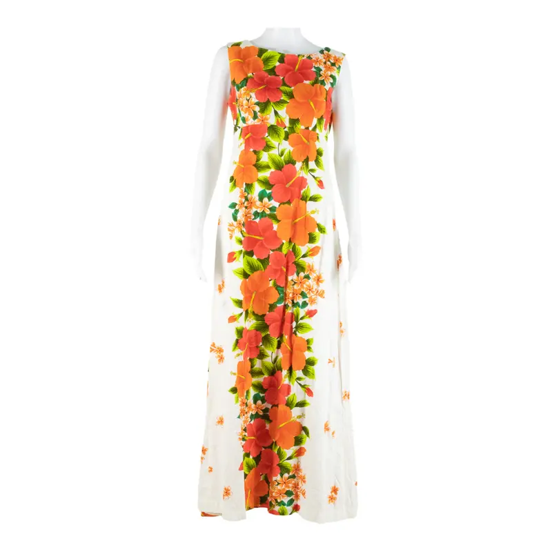 Womens Shift Dress White Floral Sleeveless Long L 1