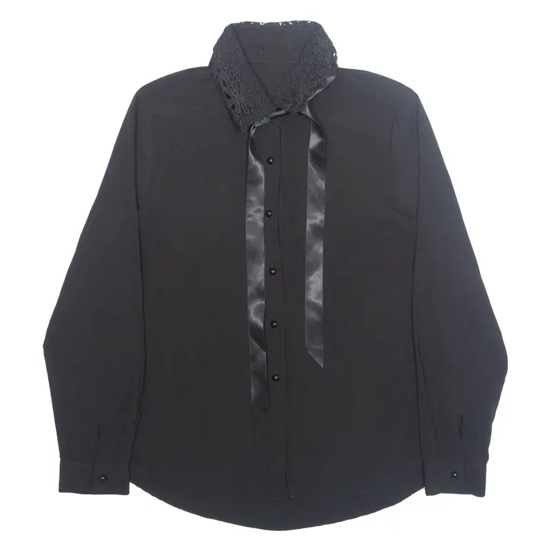 Womens Shirt Black Collared Long Sleeve M 1