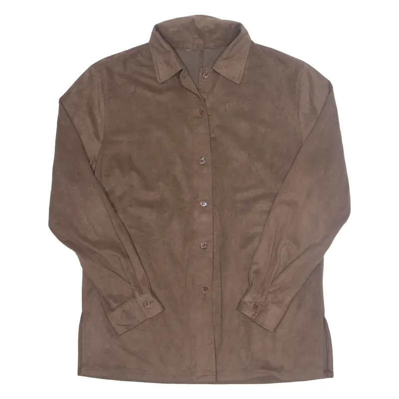 Womens Shirt Brown Collared Long Sleeve L 1