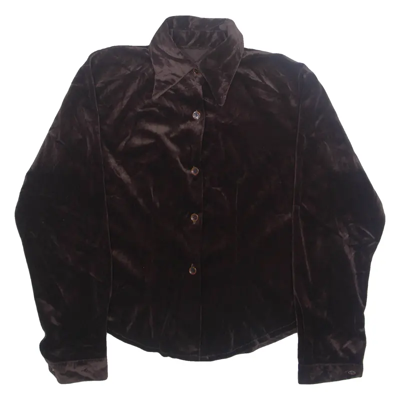 Womens Shirt Brown Collared Long Sleeve M 1