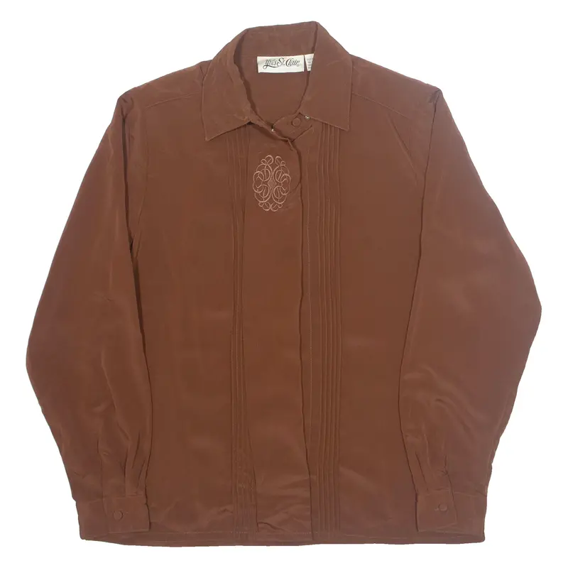 Womens Shirt Brown Collared Long Sleeve S 1