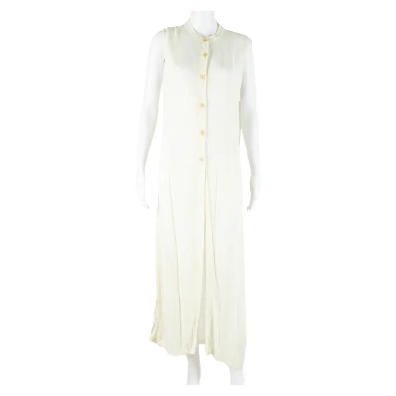 Womens Shirt Dress White Sleeveless Long M 1