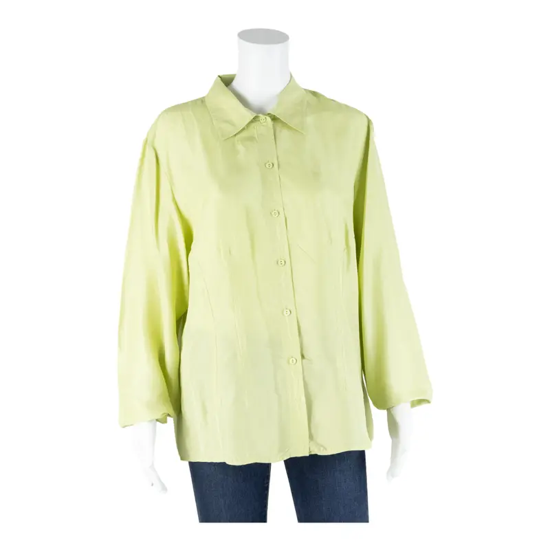 Womens Shirt Green Collared Long Sleeve M 1
