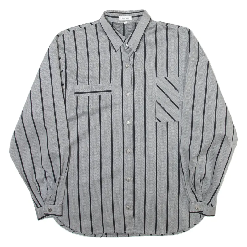 Womens Shirt Grey Striped Long Sleeve S 1