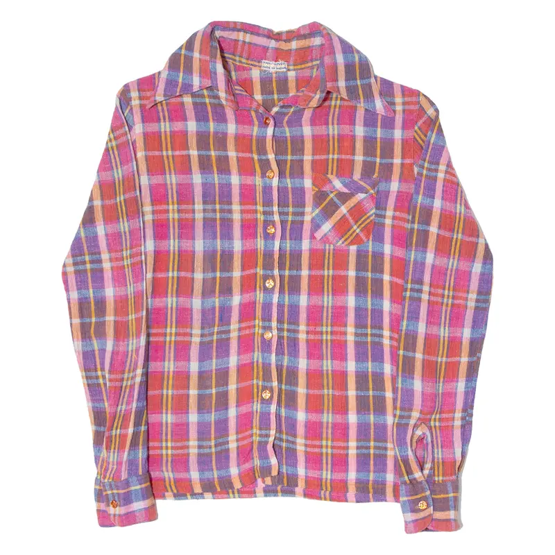 Womens Shirt Pink Plaid Long Sleeve S 1