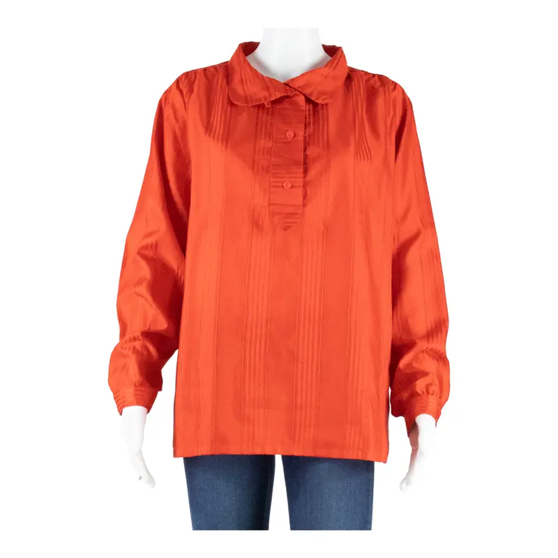 Womens Shirt Red Collared Long Sleeve Striped Xl 1