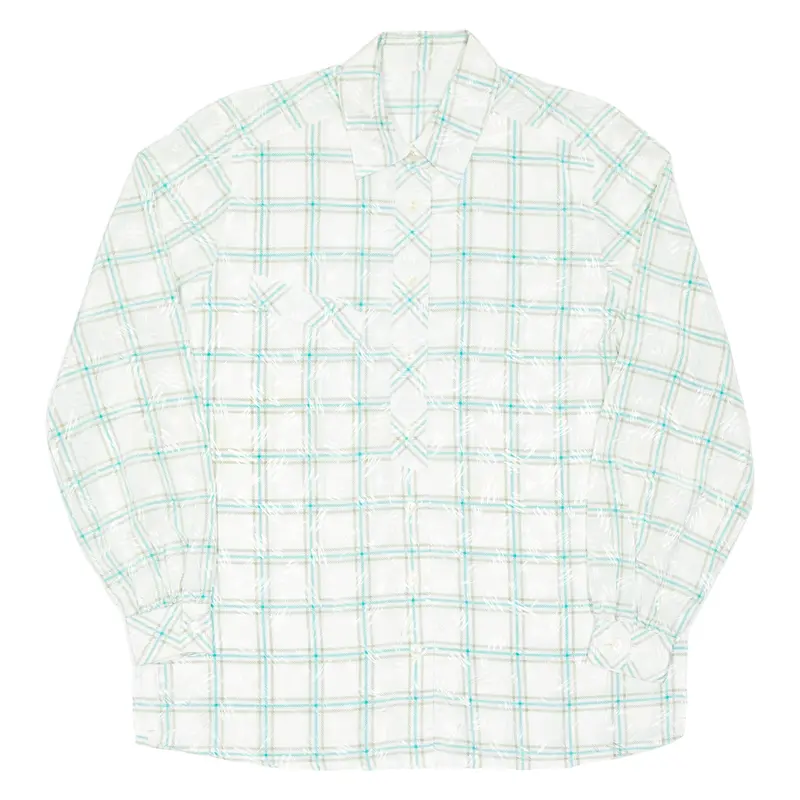 Womens Shirt White Check Long Sleeve L 1