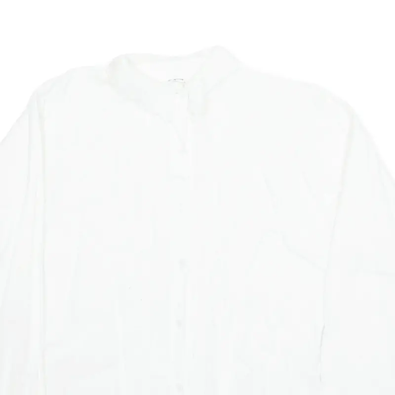 Womens Shirt White Collared Long Sleeve M 2