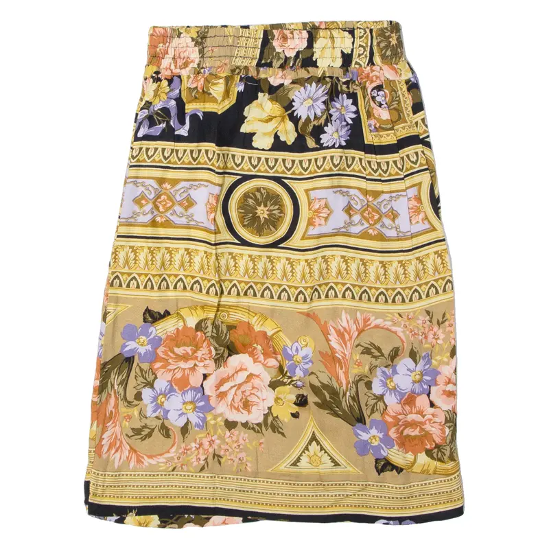 Womens Straight Skirt Beige Knee Length Floral S 1