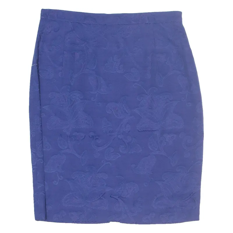 Womens Straight Skirt Blue Knee Length Floral M 1