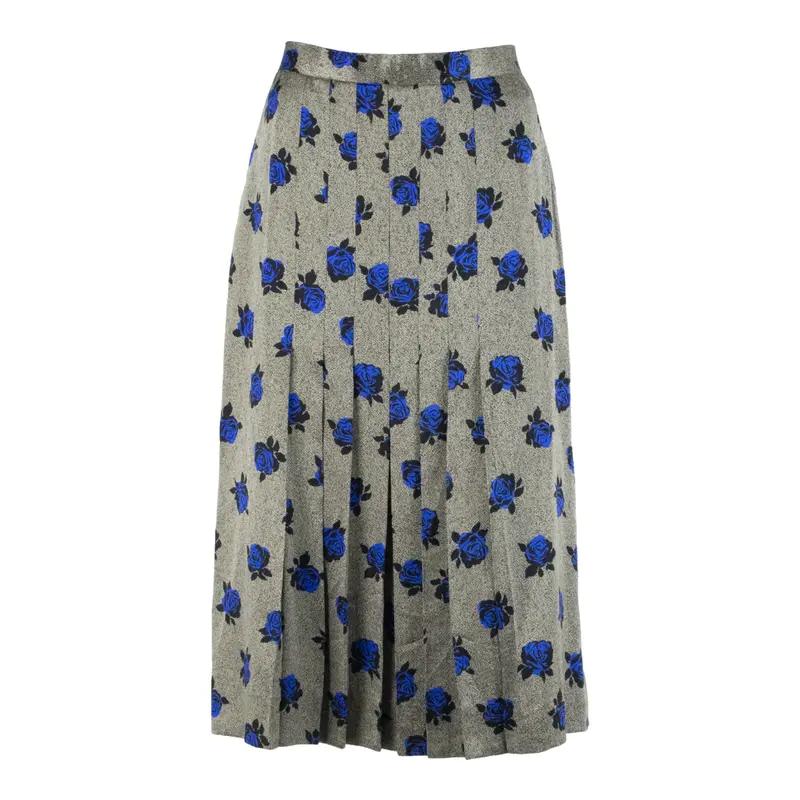 Womens Straight Skirt Grey Midi Floral M 1