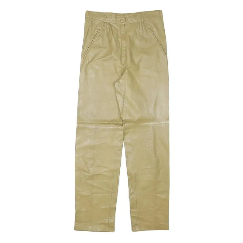 Womens Synthetic Beige Regular Fit Straight Leg Trousers W26 L28 Elegant Classic 1