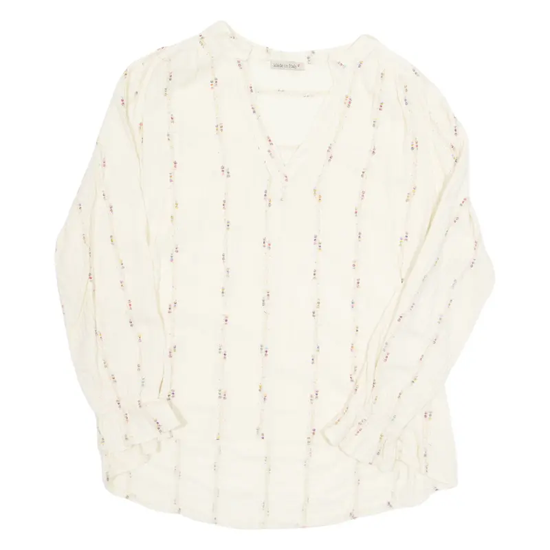 Womens Top Beige V-Neck Long Sleeve L 1