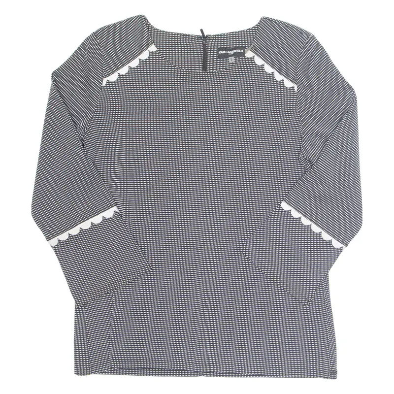 Womens Top Black Long Sleeve Check M 1