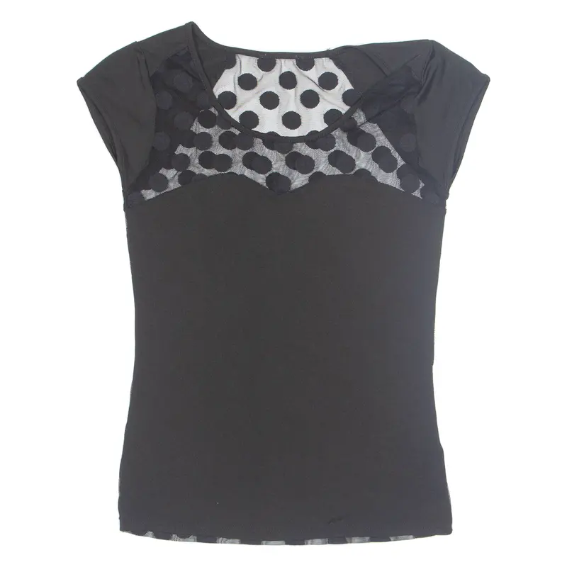 Womens Top Black Polka Dot M 1