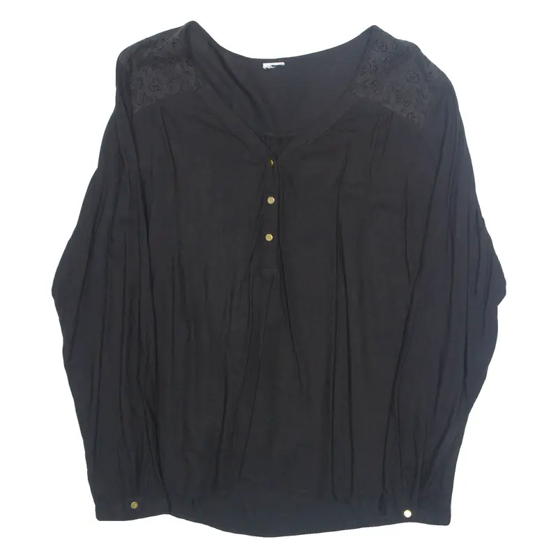 Womens Top Black V-Neck Long Sleeve L 1