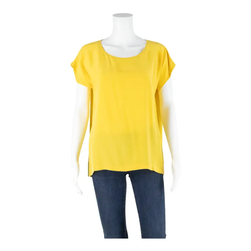 Womens Top Yellow Strapless Silk L 1