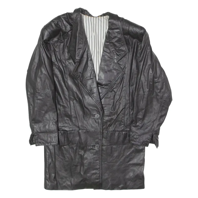 Womens Trench Coat Black Leather 90S Uk 10 1