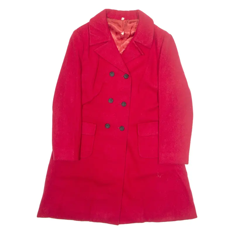 Womens Trench Coat Red Wool L 1