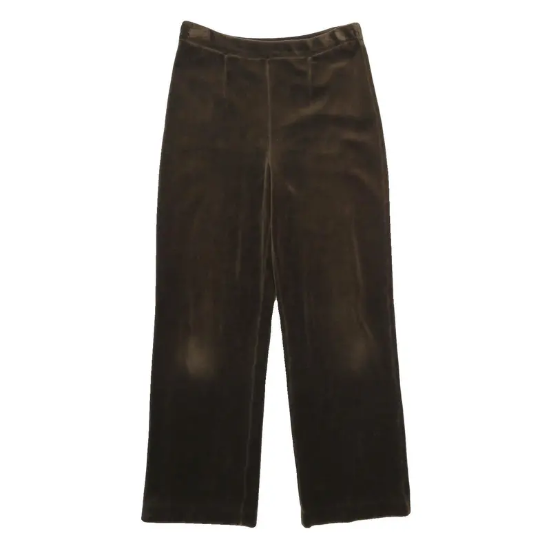 Womens Velvet Joggers Brown L W28 L32 Relaxed Straight Fit Comfortable Trousers 1