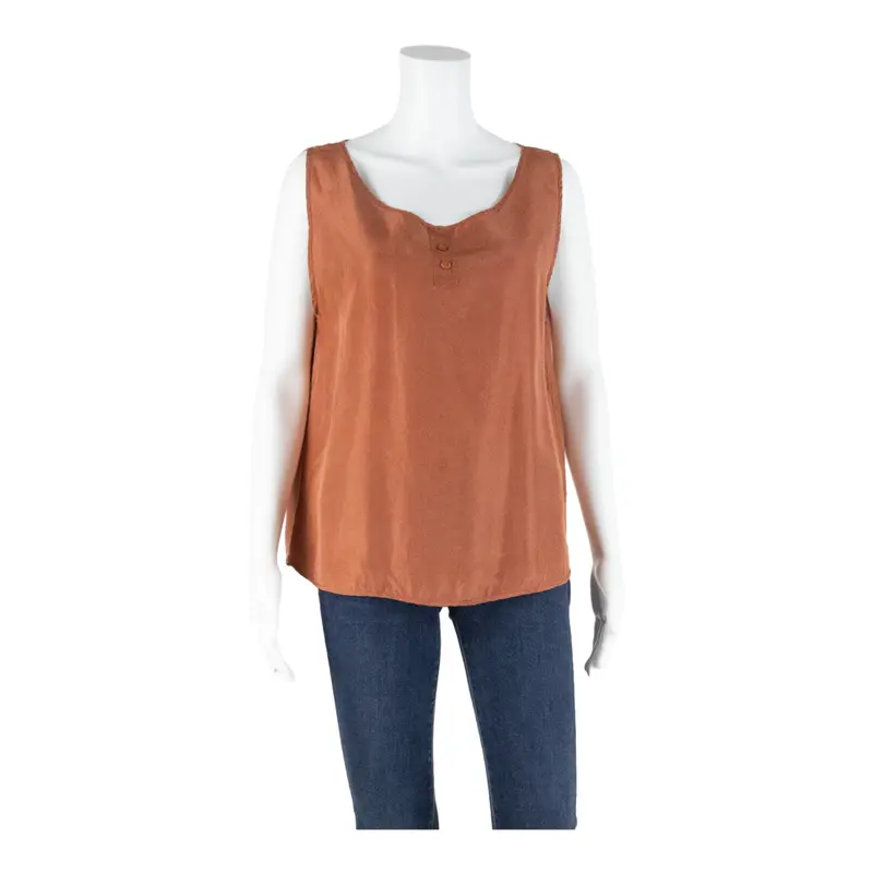 Womens Vest Brown Sleeveless Silk L 1