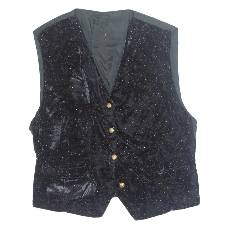 Womens Waistcoat Black V-Neck Sleeveless M 1