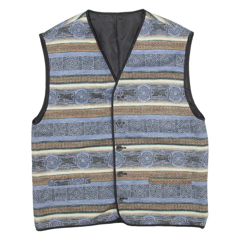 Womens Waistcoat Blue Crazy Pattern S 1
