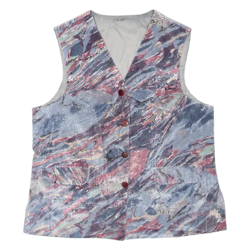 Womens Waistcoat Blue Viscose Crazy Pattern Xl 1