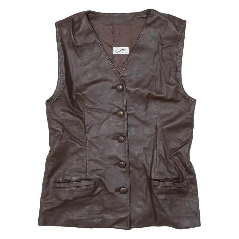 Womens Waistcoat Brown Leather S 1