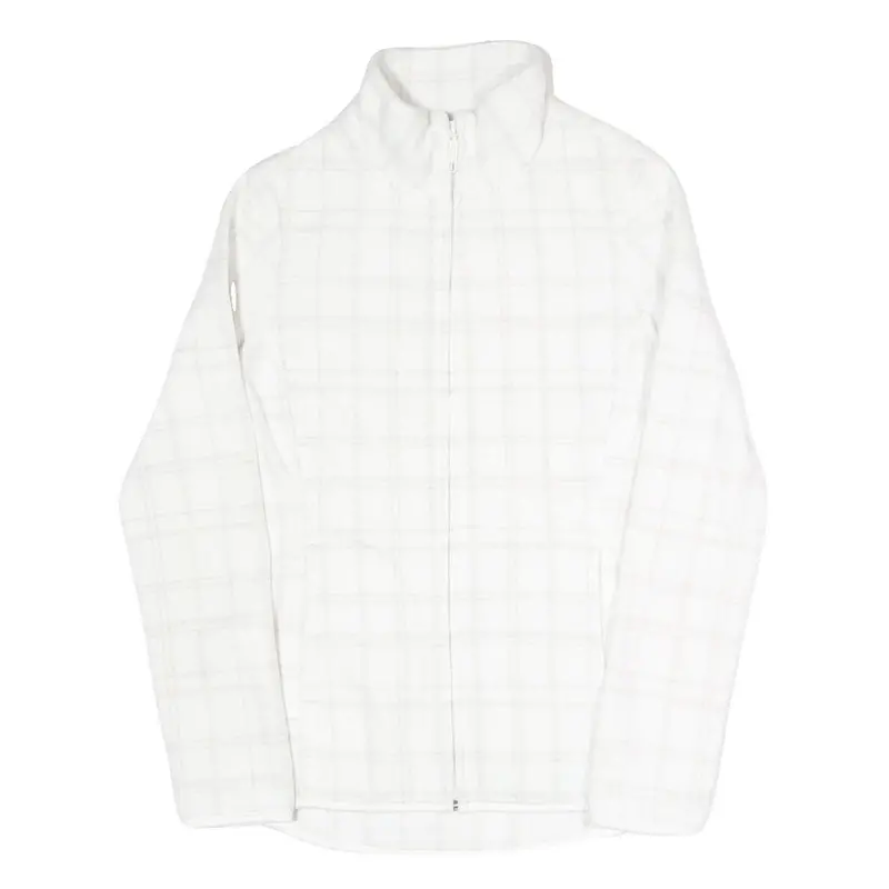 Womens White Check Polyester Blend Jacket Xs Zip Front Casual Lightweight 1