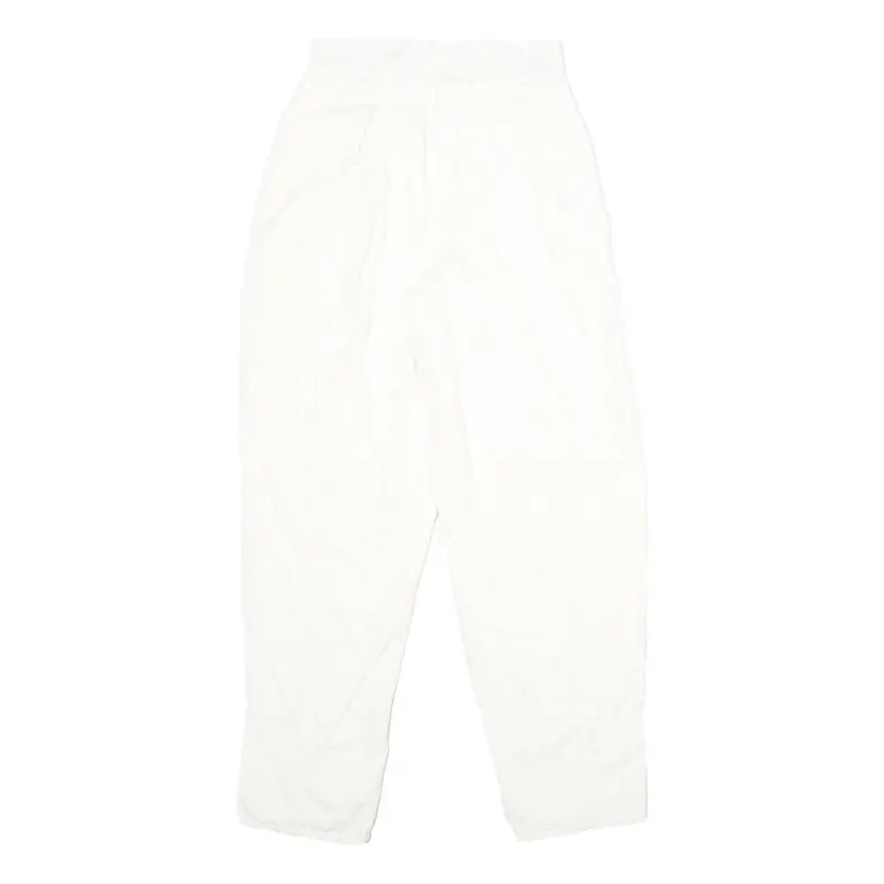 Womens White Classic Fit Cotton Blend Trousers W24 L32 Zip Closure Casual 1