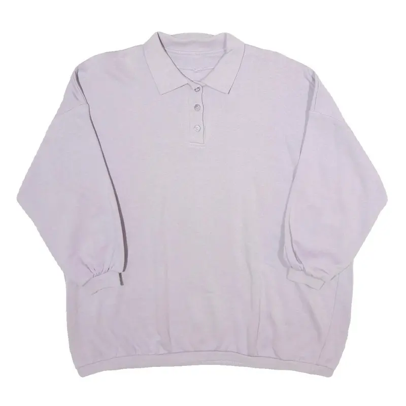 Womens White Cotton Blend Polo Collar 2Xl Oversized Sweatshirt Relaxed Fit 1