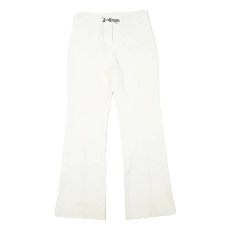 Womens White Regular Fit Polyester Blend Trousers W28 L29 Zip Closure Elegant 1