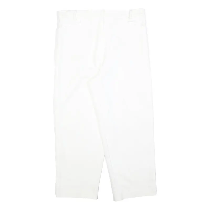 Womens White Relaxed Fit Cotton Blend Trousers W32 L25 Zip Closure 1