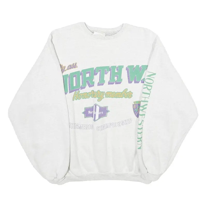 Womens White Sweatshirt M North West Crest Pullover Cotton Blend Casual 1
