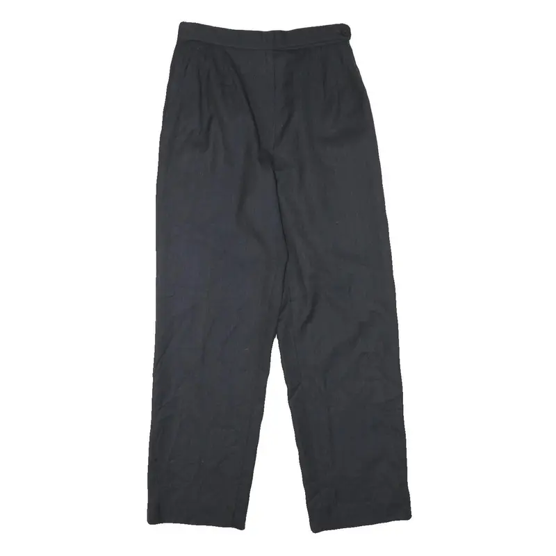 Womens Wool Blend Black Regular Fit Straight Leg Trousers W26 L27 Classic Zip 1