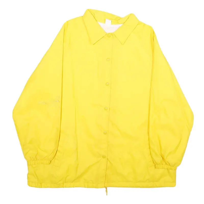Womens Yellow Nylon Button Jacket Xl Plain Casual Lightweight Outerwear 1