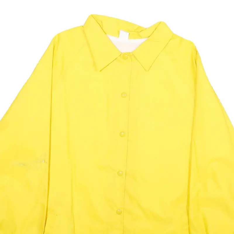 Womens Yellow Nylon Button Jacket Xl Plain Casual Lightweight Outerwear 2