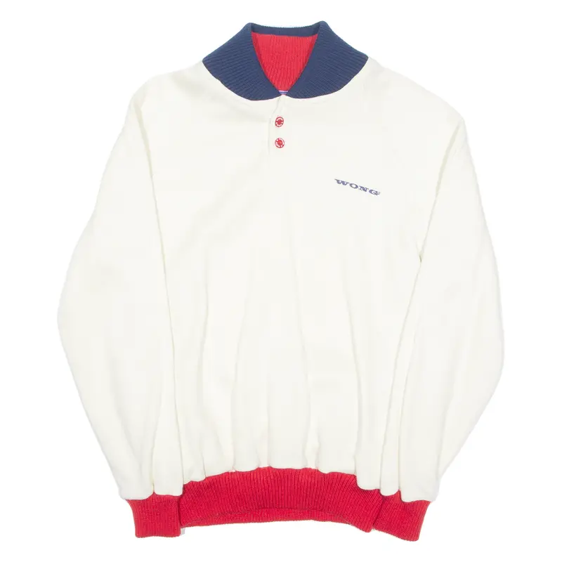 Wong Mens Sweatshirt Cream Button Neck M 1