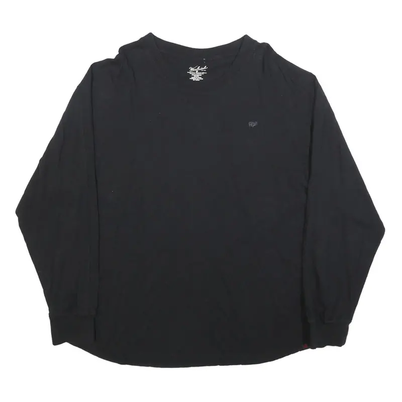 Woolrich Mens Black Long Sleeve T-Shirt 2Xl Crew Neck Cotton Classic Fit 1