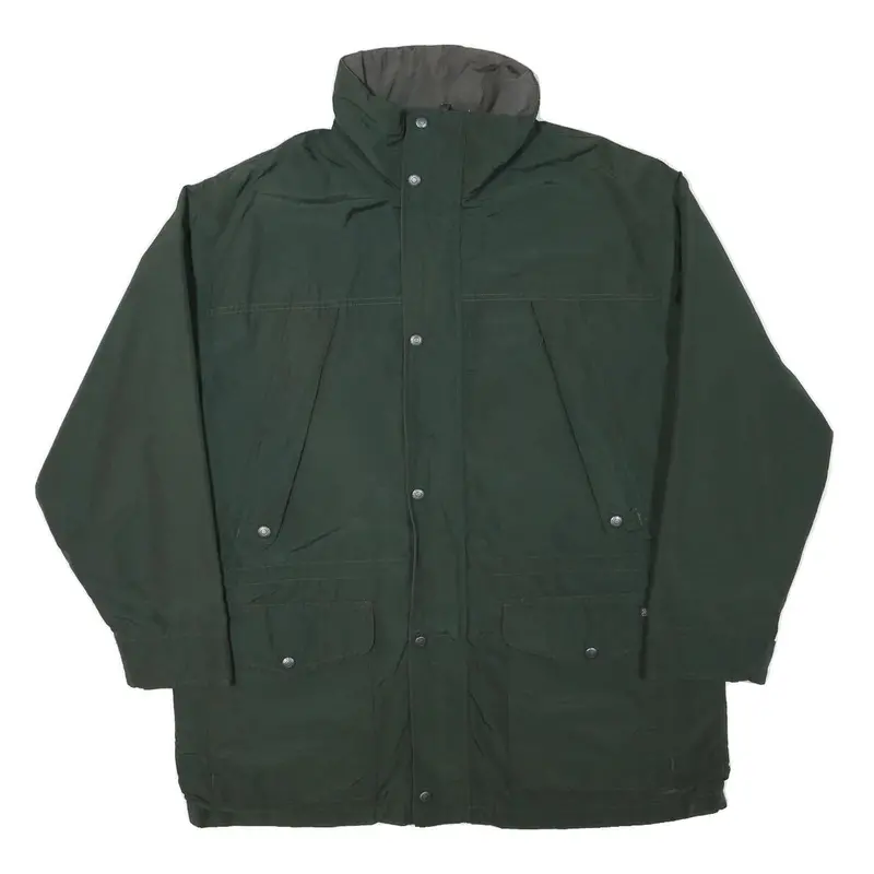 Woolrich Mens Green Jacket L Polyester Blend Zip Plain Outdoor Casual 1