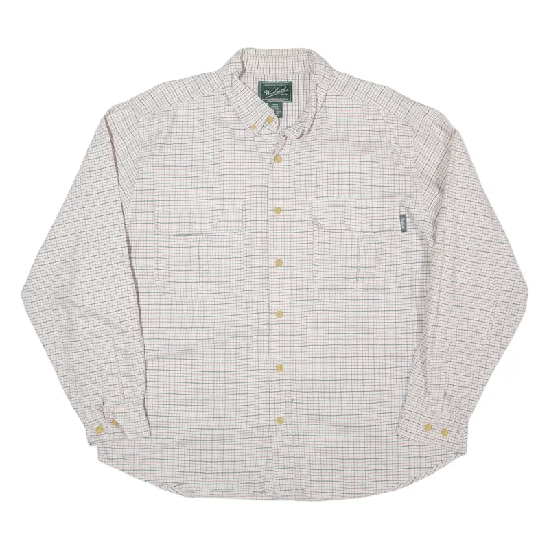 Woolrich Mens Shirt White Check Long Sleeve Xl 1