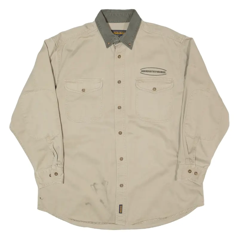 Woolrich Mens Worker Shirt Beige Long Sleeve L 1
