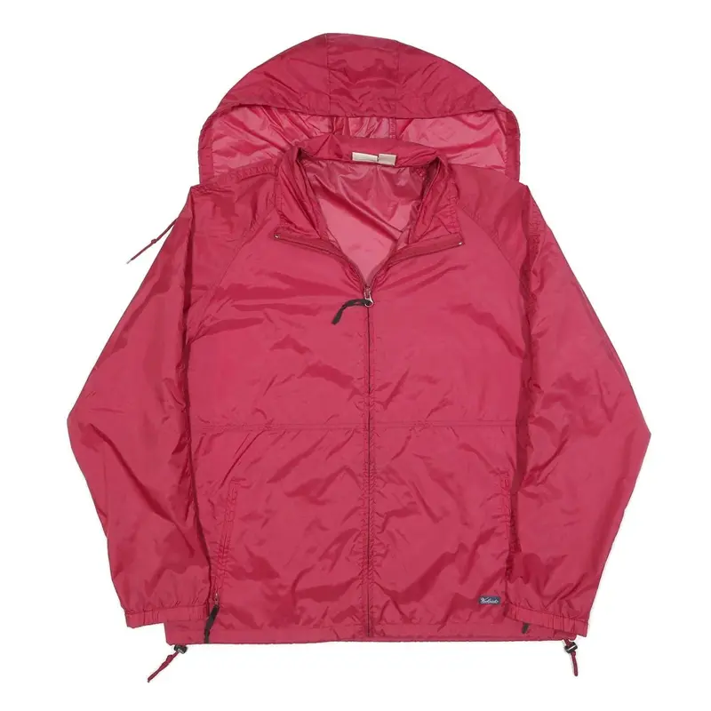 Woolrich Womens Red Lightweight Zip Jacket L Polyester Plain Hooded Casual 1