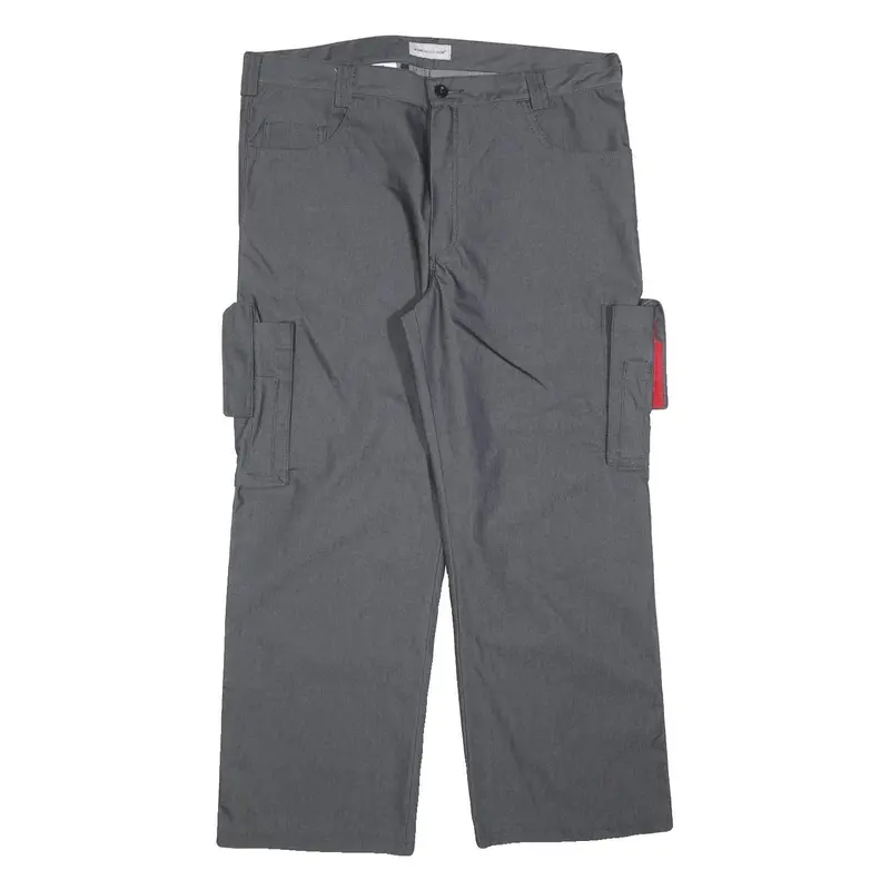 Work Fashion Mens Grey Cotton Blend Regular Fit Cargo Trousers W36 L27 Utility 1