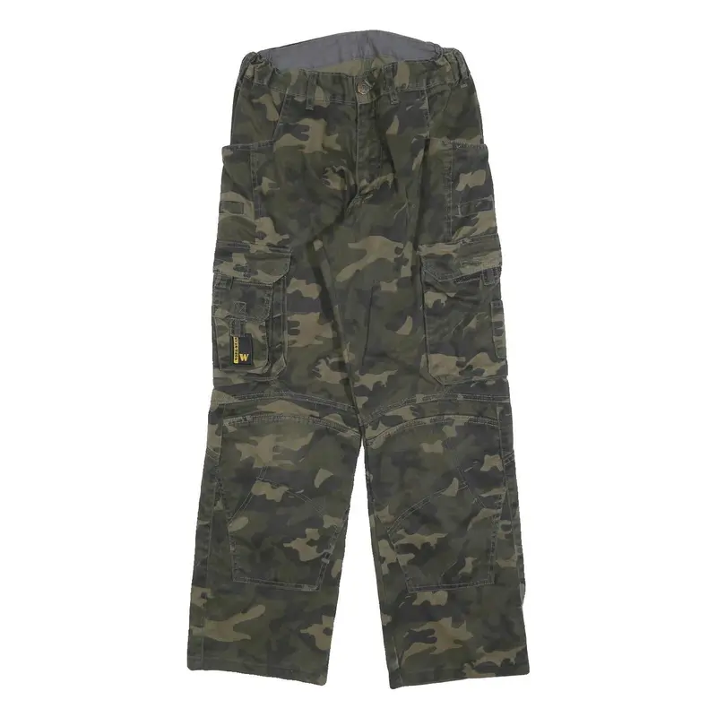 Work-Wear Mens Cotton Blend Green Camouflage Regular Cargo Trousers W27 L29 Work 1