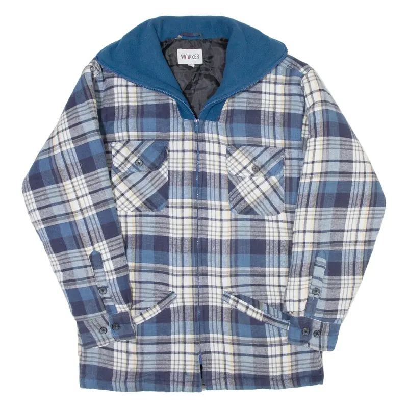 Worker Flannel Mens Jacket Blue Check S 1