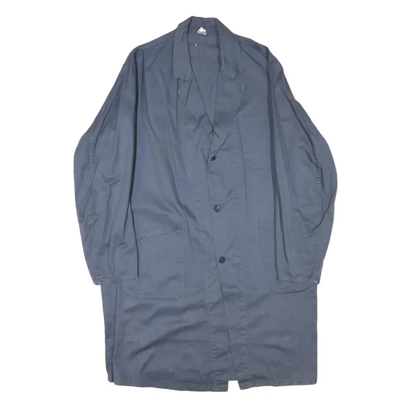 Worker Mens Blue Cotton Blend Classic Jacket L Button Closure Plain Simple 1